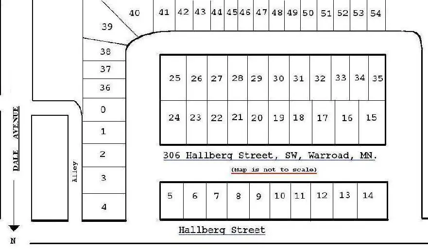 Map showing lot placement at 306 Hallberg Street, Warroad, Minnesota