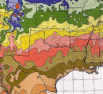 Southern United States Plant Hardiness Zone Map