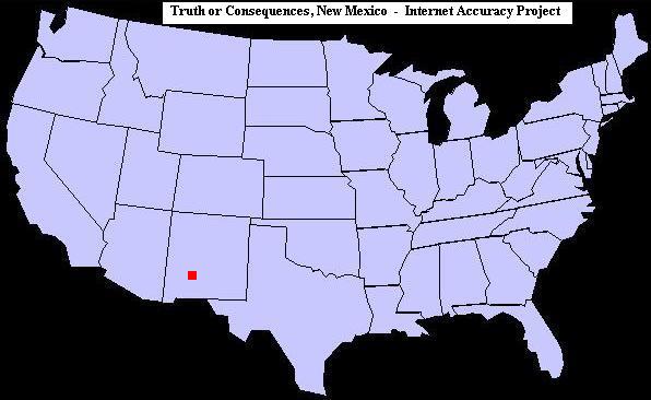 U.S. map showing the location of Truth or Consequences, New Mexico