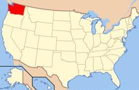 U.S. map showing the location of Washington